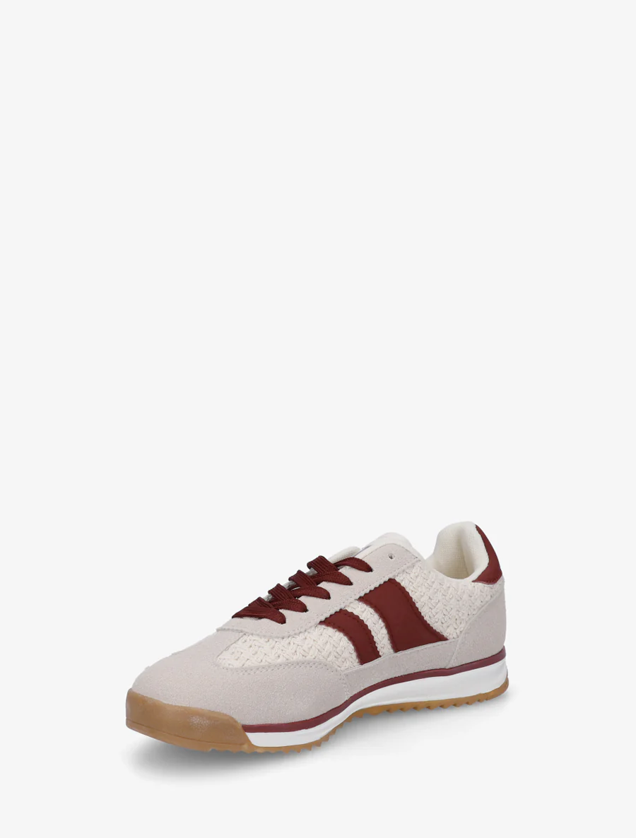 Sneakers met mesh-effect inzetstukken en contrasterende details. - Bordeaux - Image 3