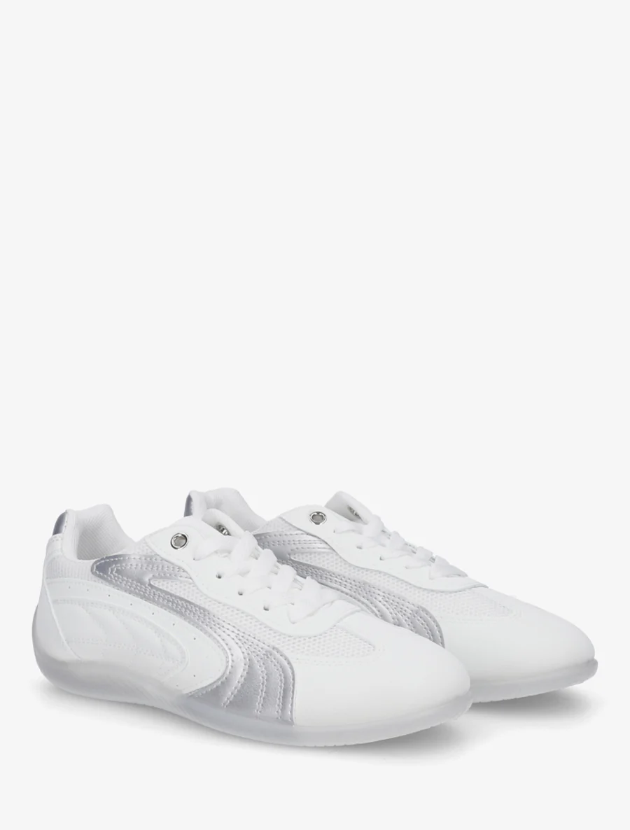 Sneakers met nubuck-effect en mesh inzetstukken - Wit - Image 4