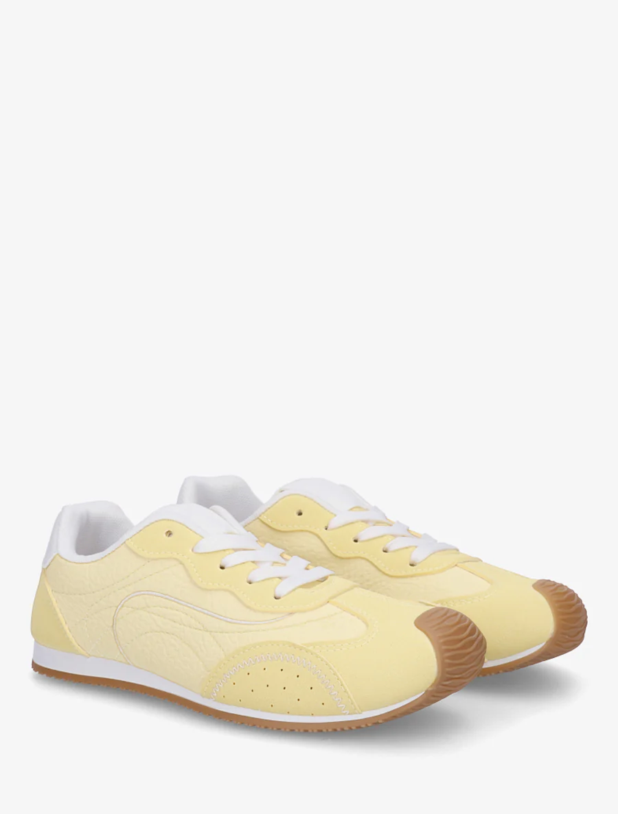 Sneakers met nubuck-effect textuur. - Geel - Image 4
