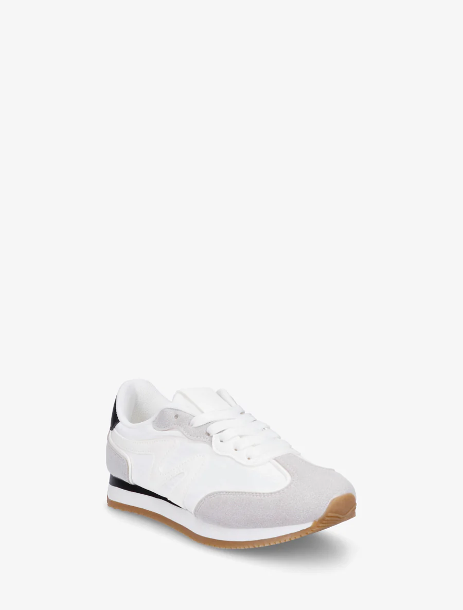 Sneakers met nubuck inzetstuk - Wit - Image 2