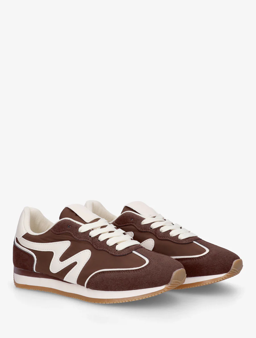 Sneakers met nubuck inzetstuk - Bruin - Image 4