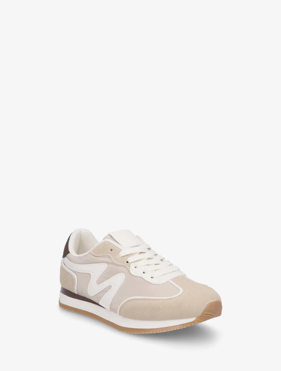 Sneakers met nubuck inzetstuk - Beige - Image 2