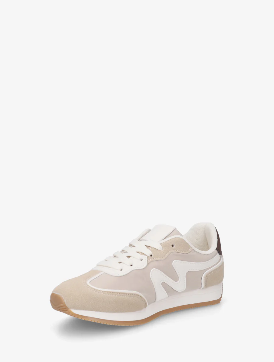 Sneakers met nubuck inzetstuk - Beige - Image 3
