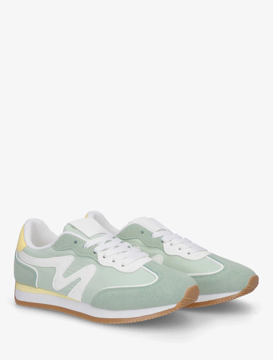 Sneakers met nubuck inzetstuk - Watergroen - Image 4