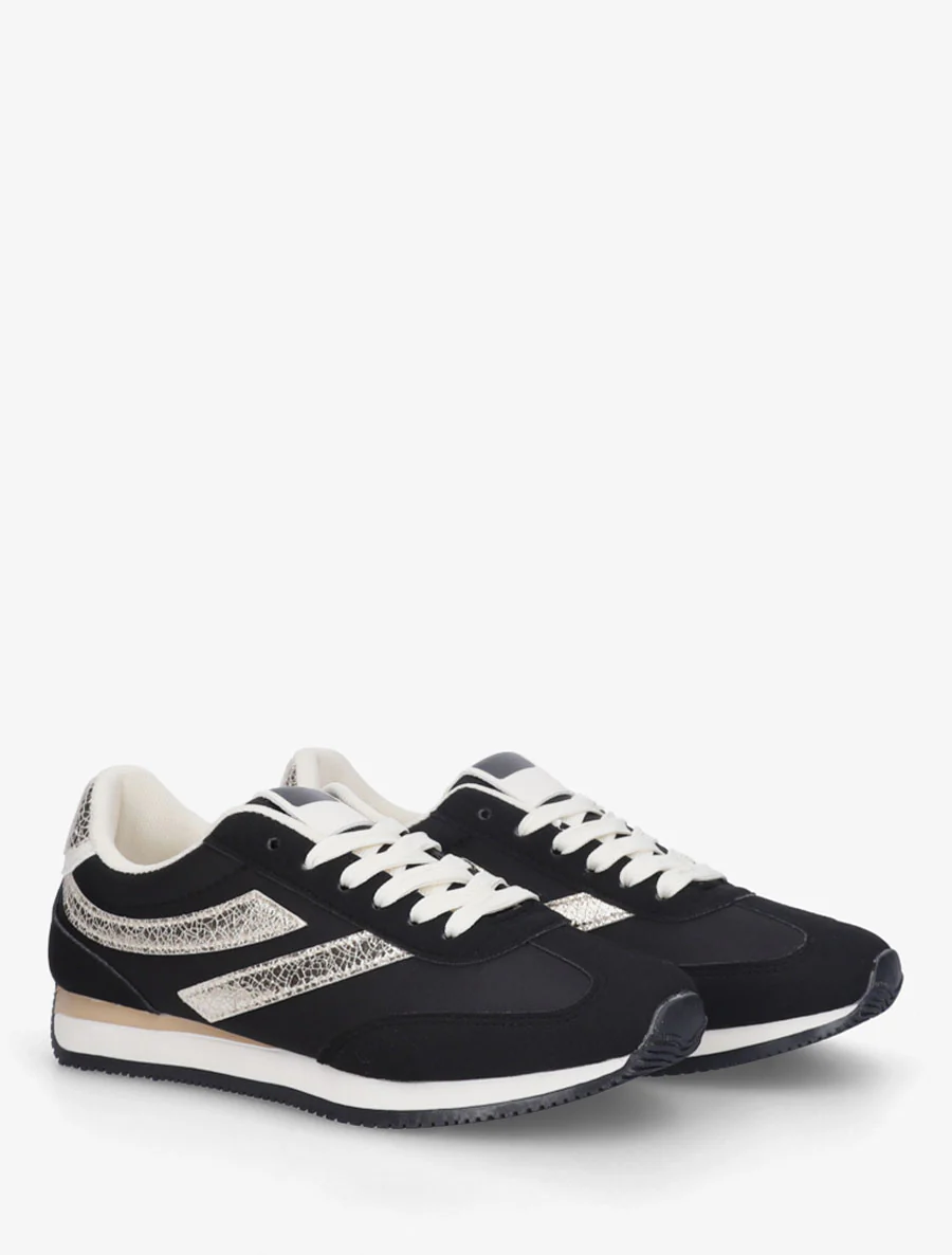 Sneakers met parelmoeren inzetstukken - Zwart - Image 4