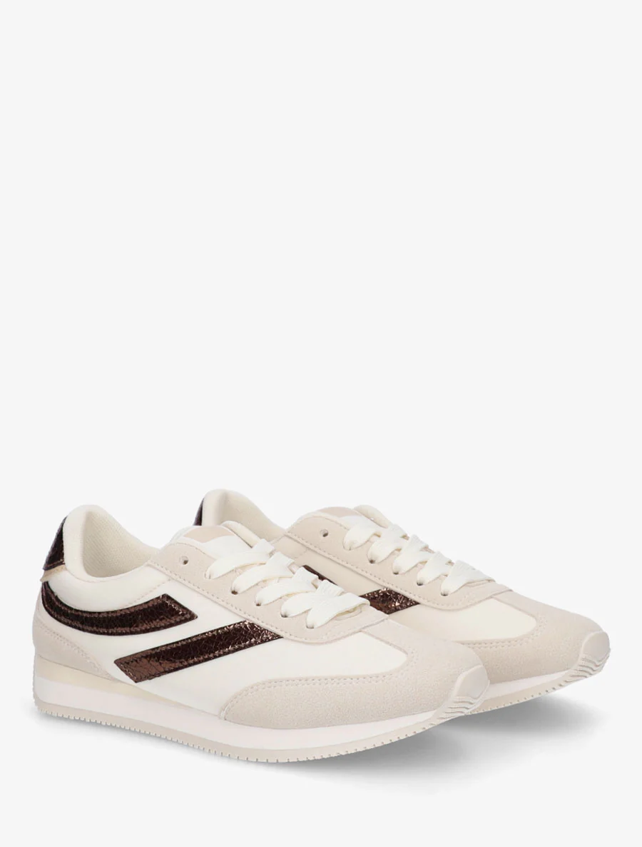 Sneakers met parelmoeren inzetstukken - Beige - Image 4