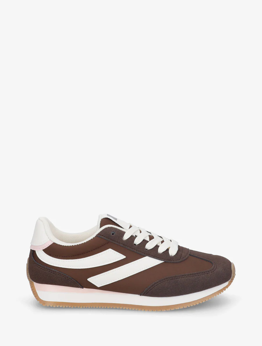Sneakers met parelmoeren inzetstukken - Bruin