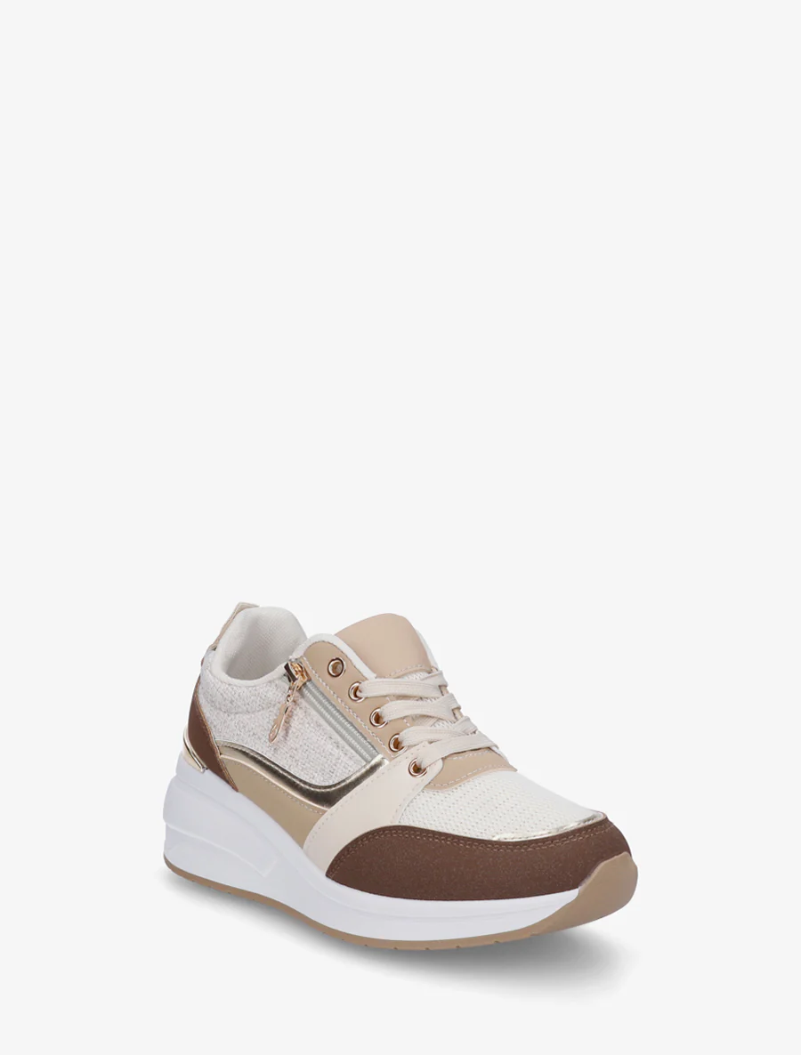 Sneakers met sleehak en ritssluiting - Bruin - Image 2