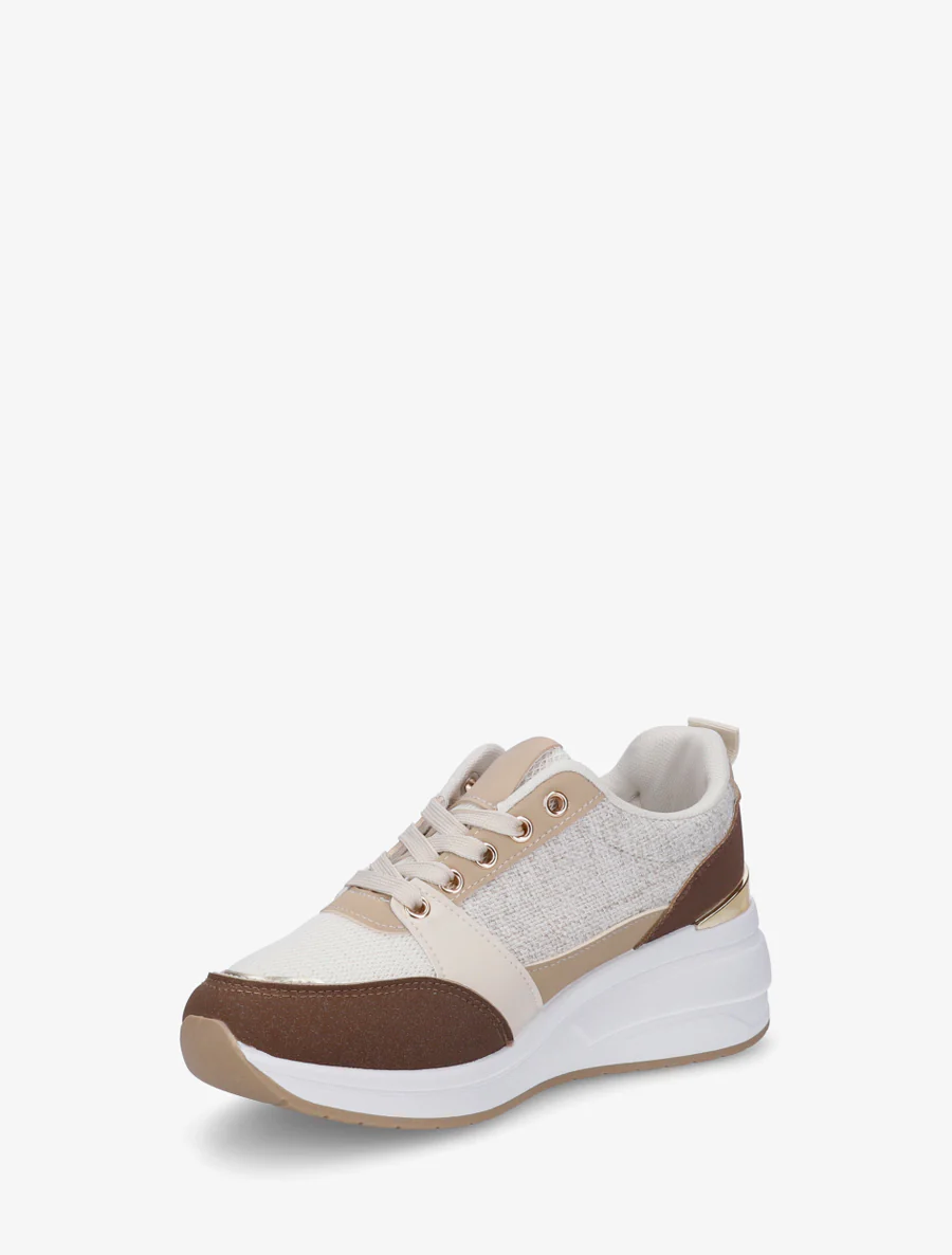 Sneakers met sleehak en ritssluiting - Bruin - Image 3