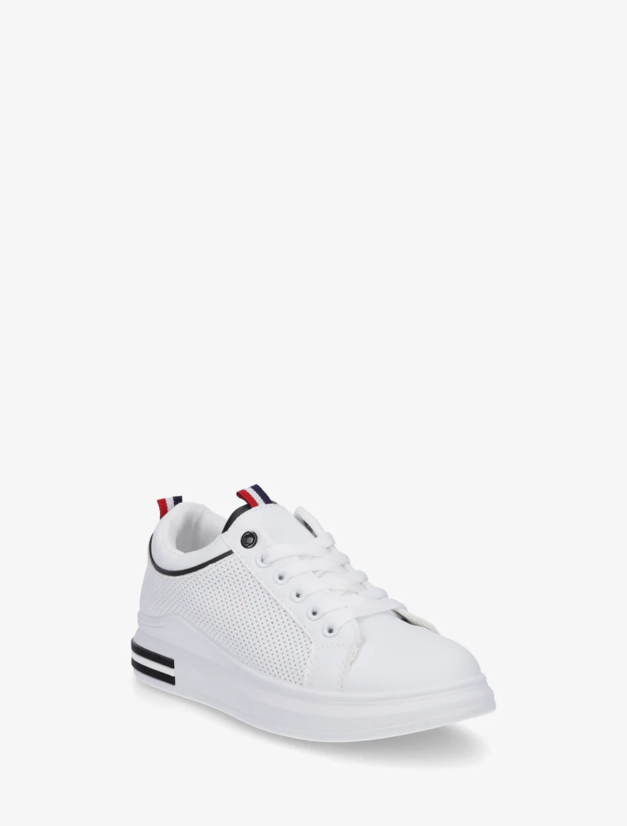 Sneakers met stippen in imitatieleer. - Wit/zwart - Image 2