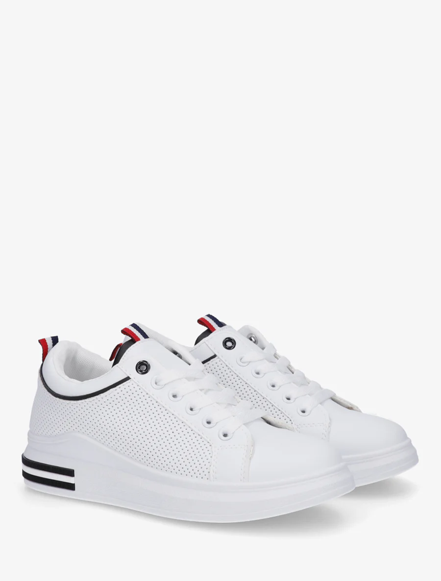 Sneakers met stippen in imitatieleer. - Wit/zwart - Image 4