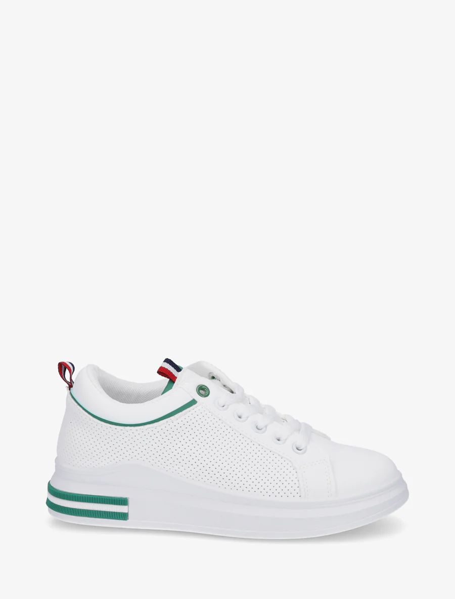 Sneakers met stippen in imitatieleer. - Wit/groen