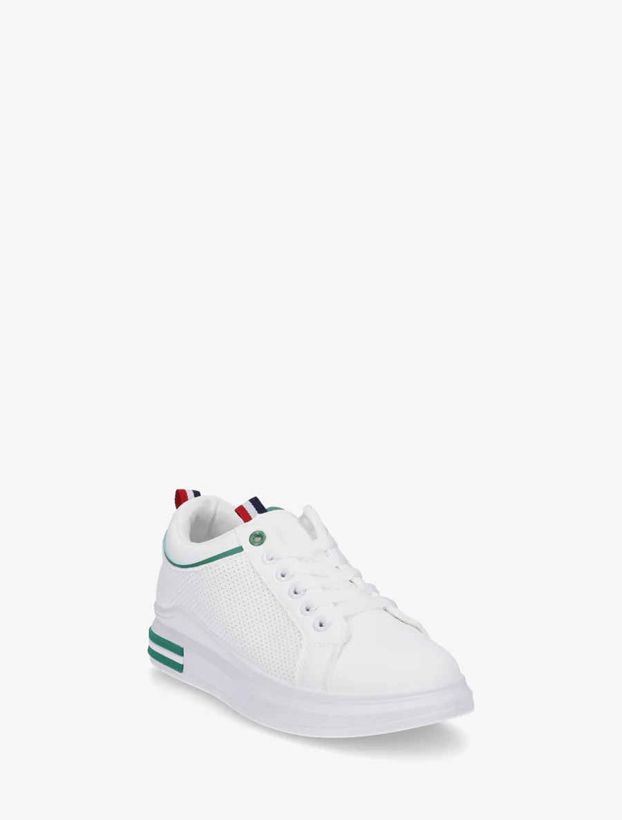 Sneakers met stippen in imitatieleer. - Wit/groen - Image 2