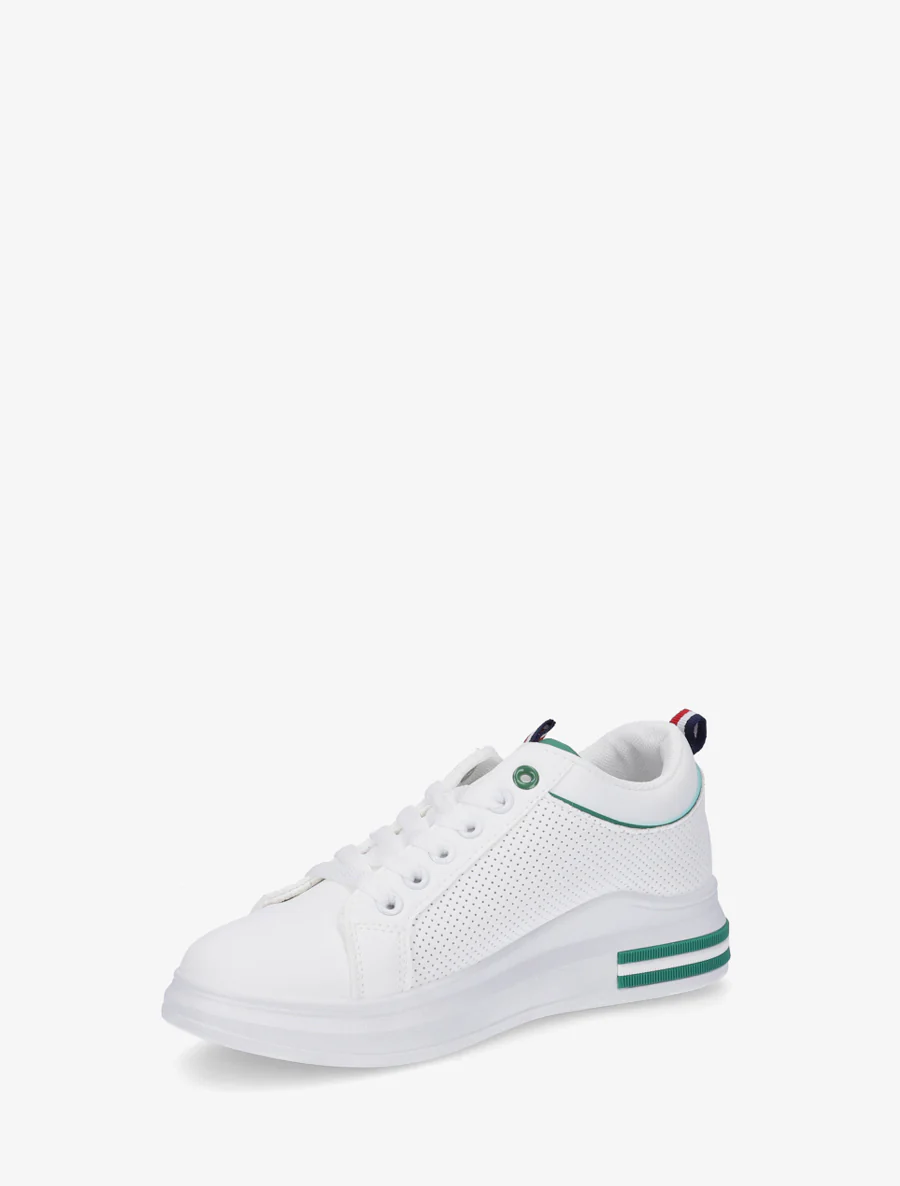 Sneakers met stippen in imitatieleer. - Wit/groen - Image 3