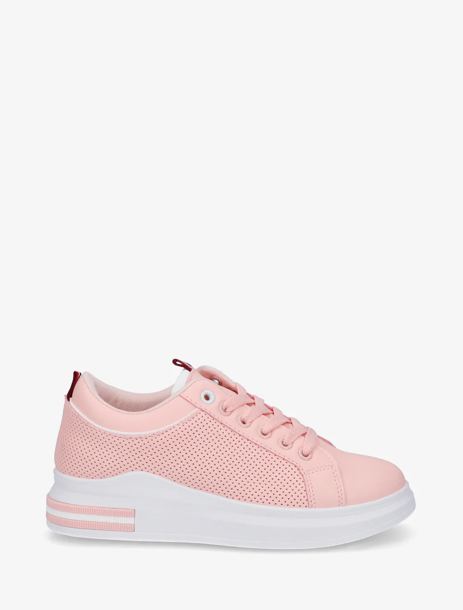 Sneakers met stippen in imitatieleer. - Roos