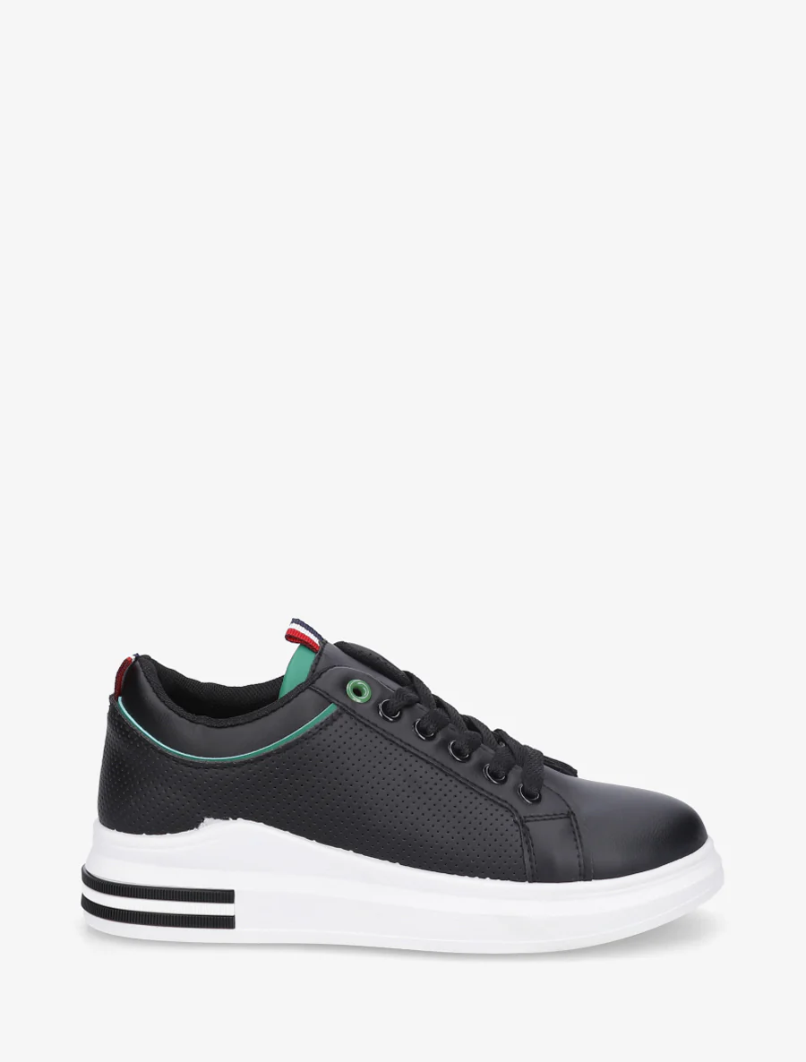 Sneakers met stippen in imitatieleer. - Zwart/groen