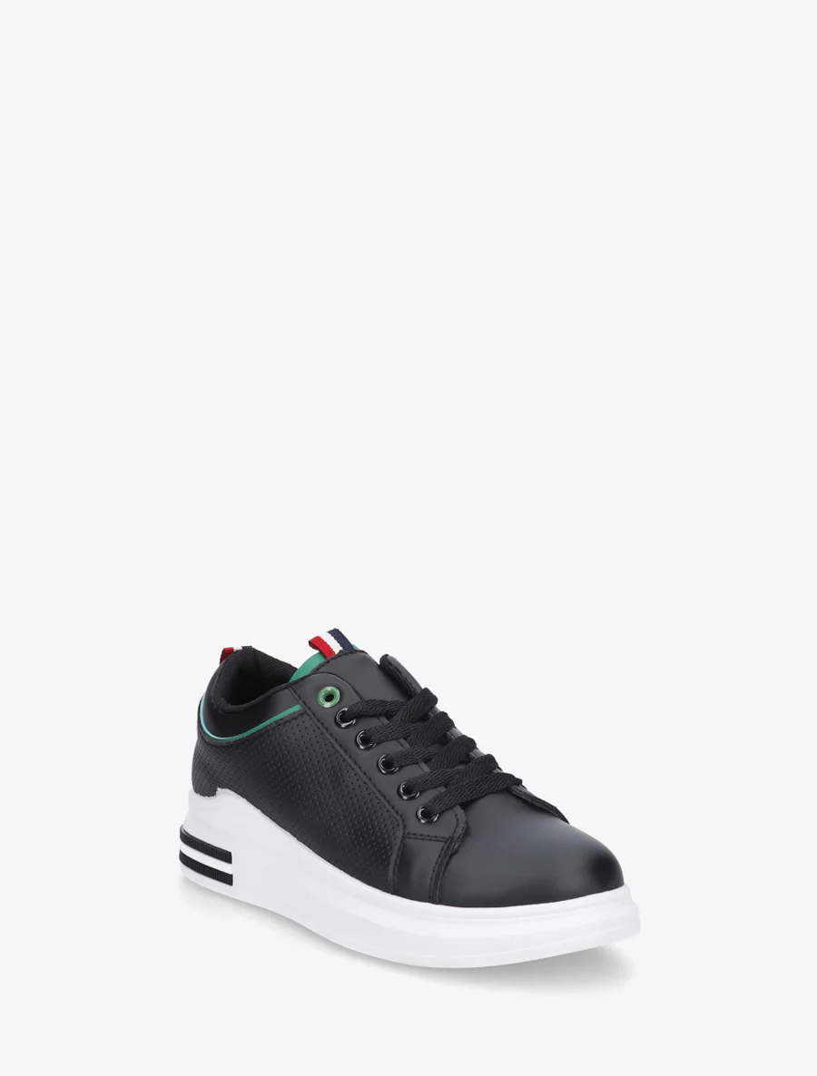 Sneakers met stippen in imitatieleer. - Zwart/groen - Image 2