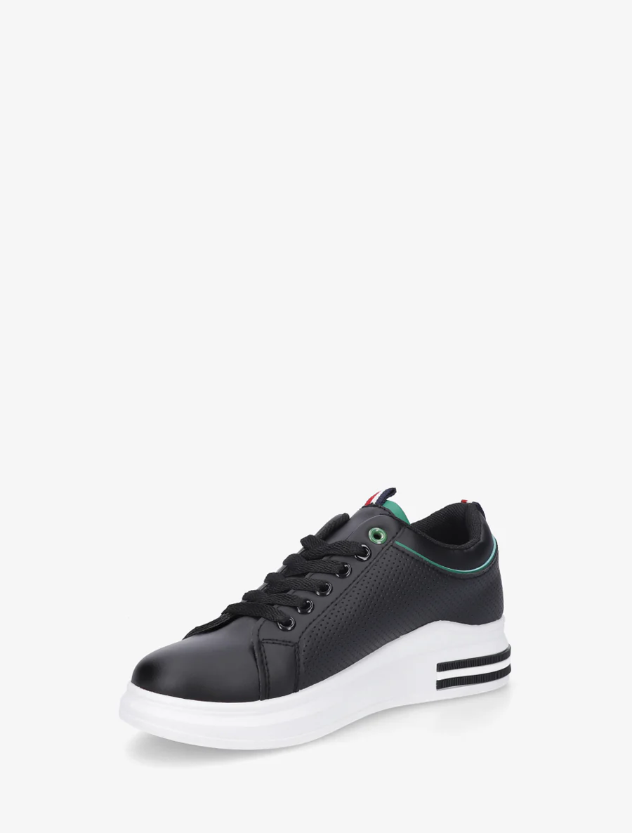 Sneakers met stippen in imitatieleer. - Zwart/groen - Image 3