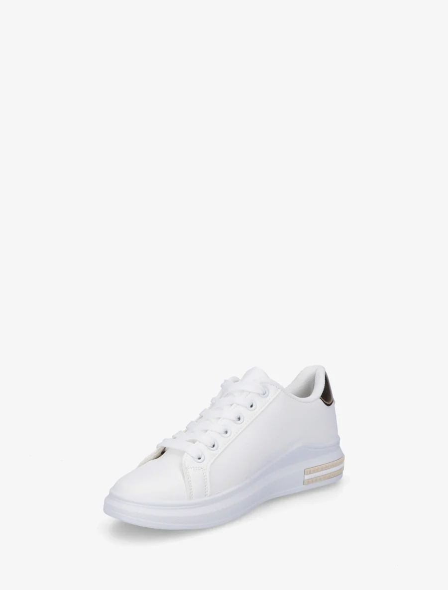 Sneakers met strepen en contrasterende hielversteviging - Goud - Image 3