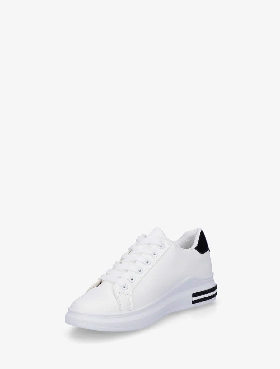 Sneakers met strepen en contrasterende hielversteviging - Zwart - Image 3