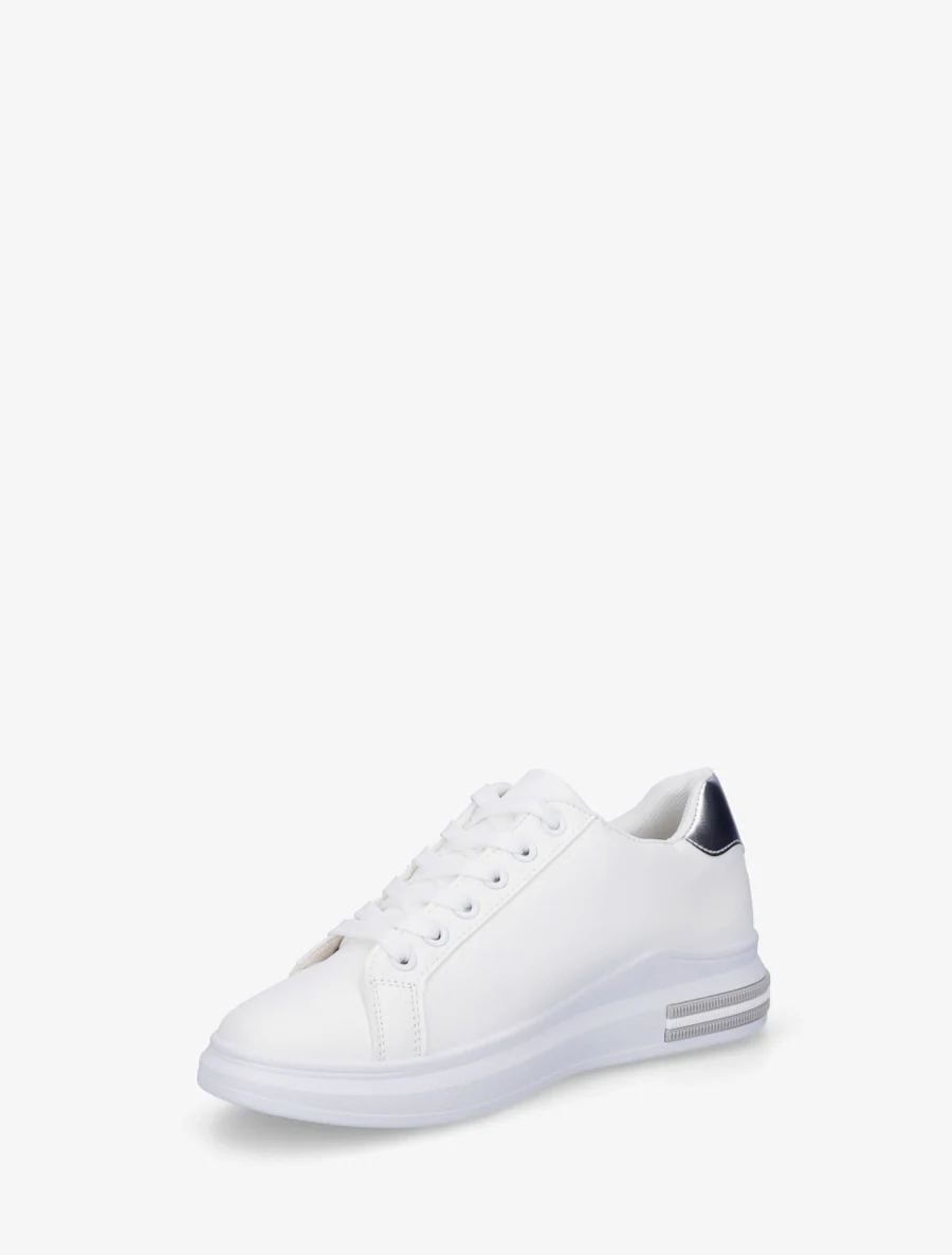 Sneakers met strepen en contrasterende hielversteviging - Geld - Image 3