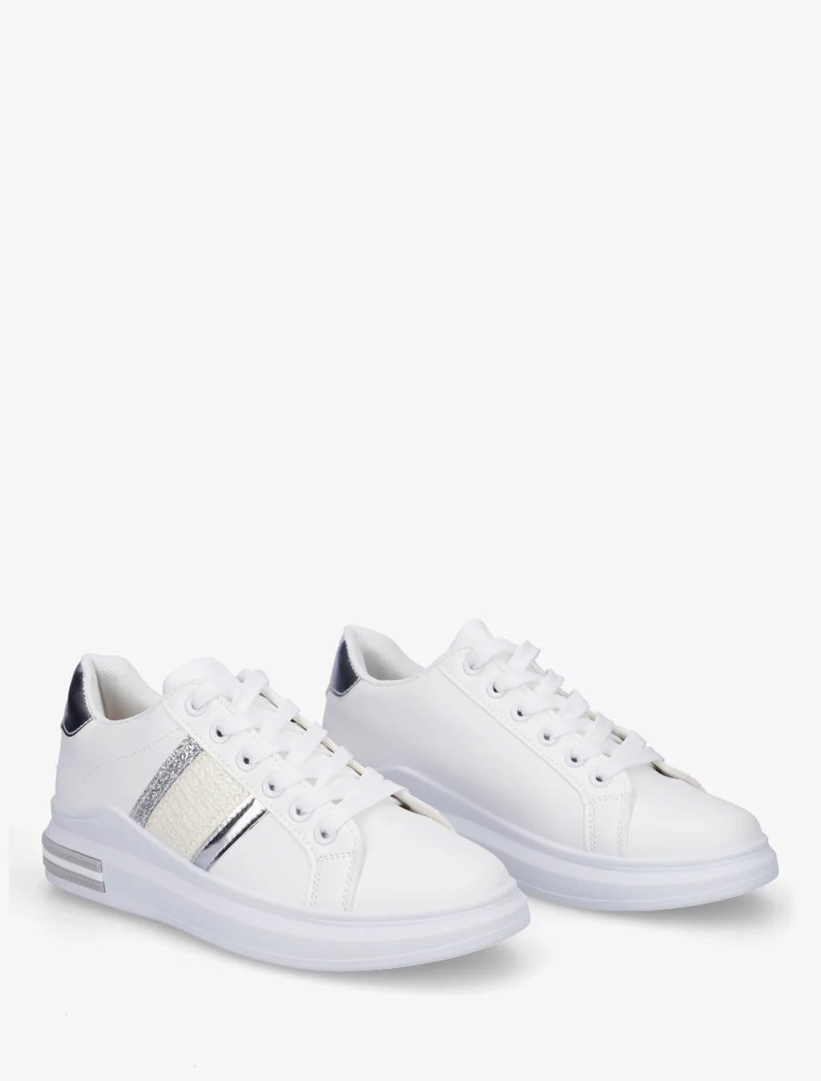 Sneakers met strepen en contrasterende hielversteviging - Geld - Image 4