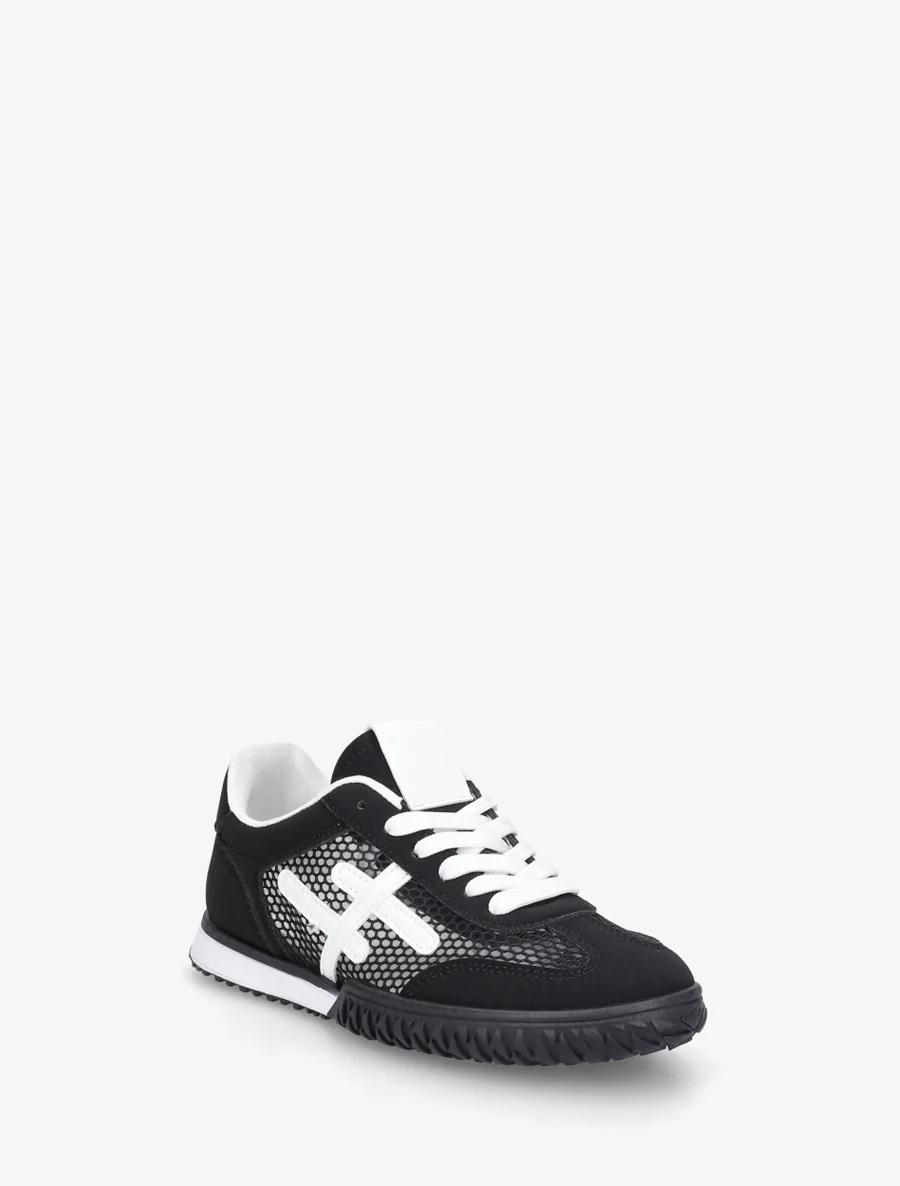 Sneakers met strepen en wafelstof. - Zwart - Image 2