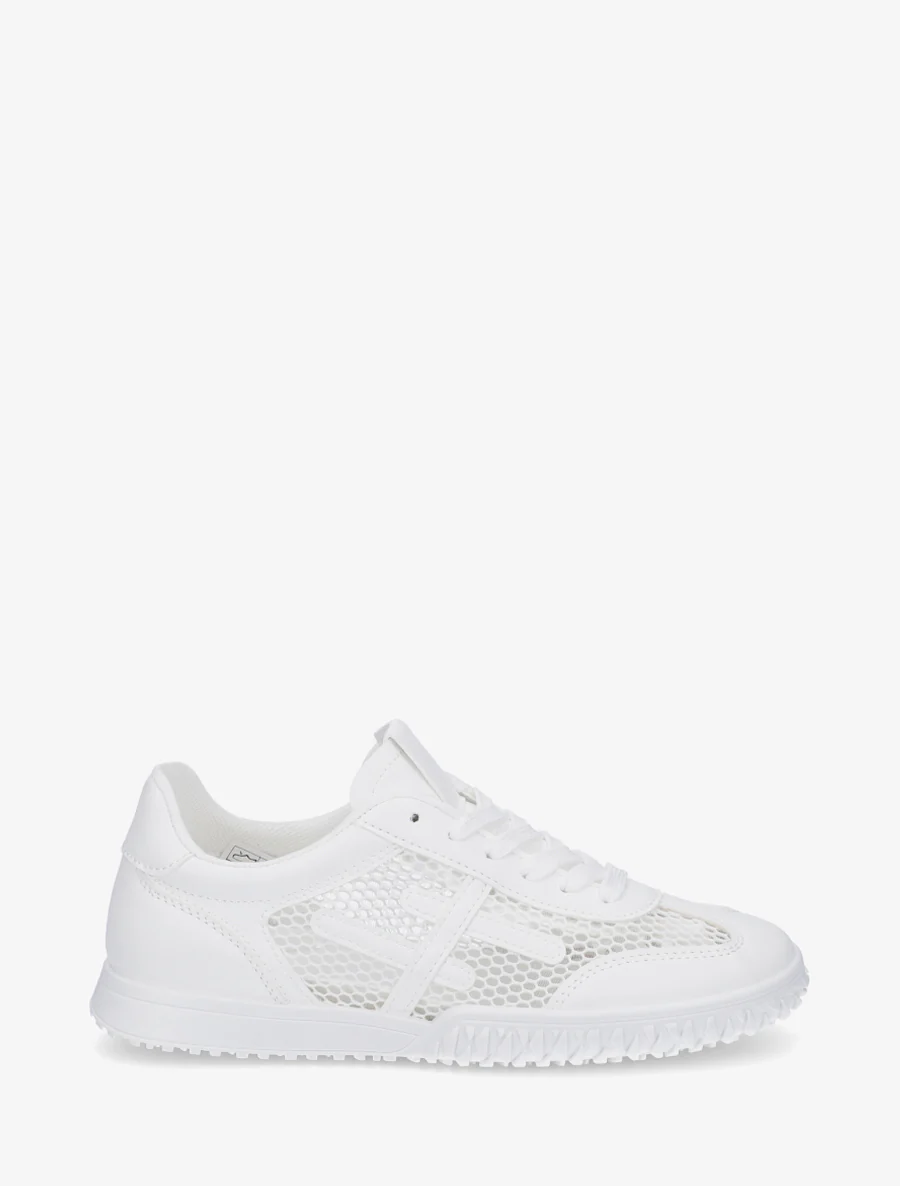 Sneakers met strepen en wafelstof. - Wit