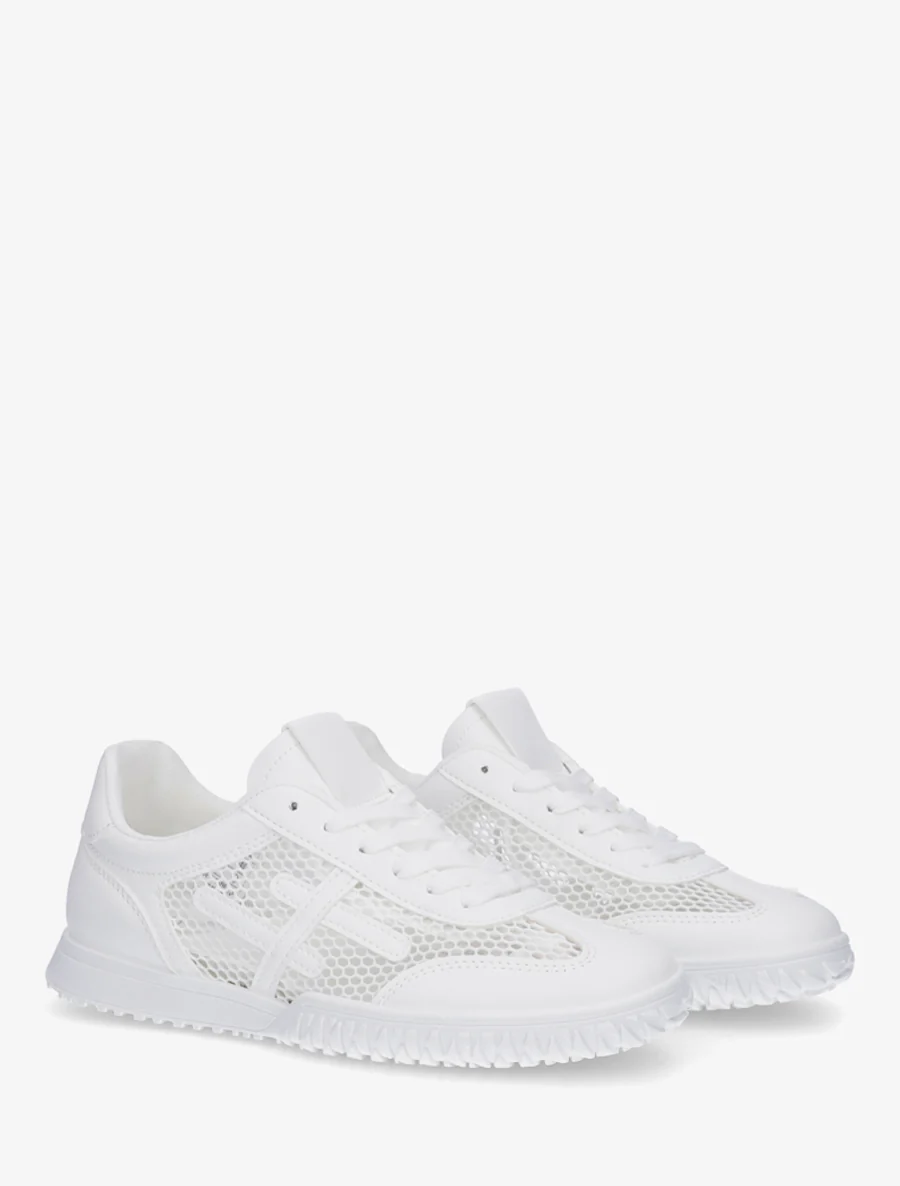Sneakers met strepen en wafelstof. - Wit - Image 4