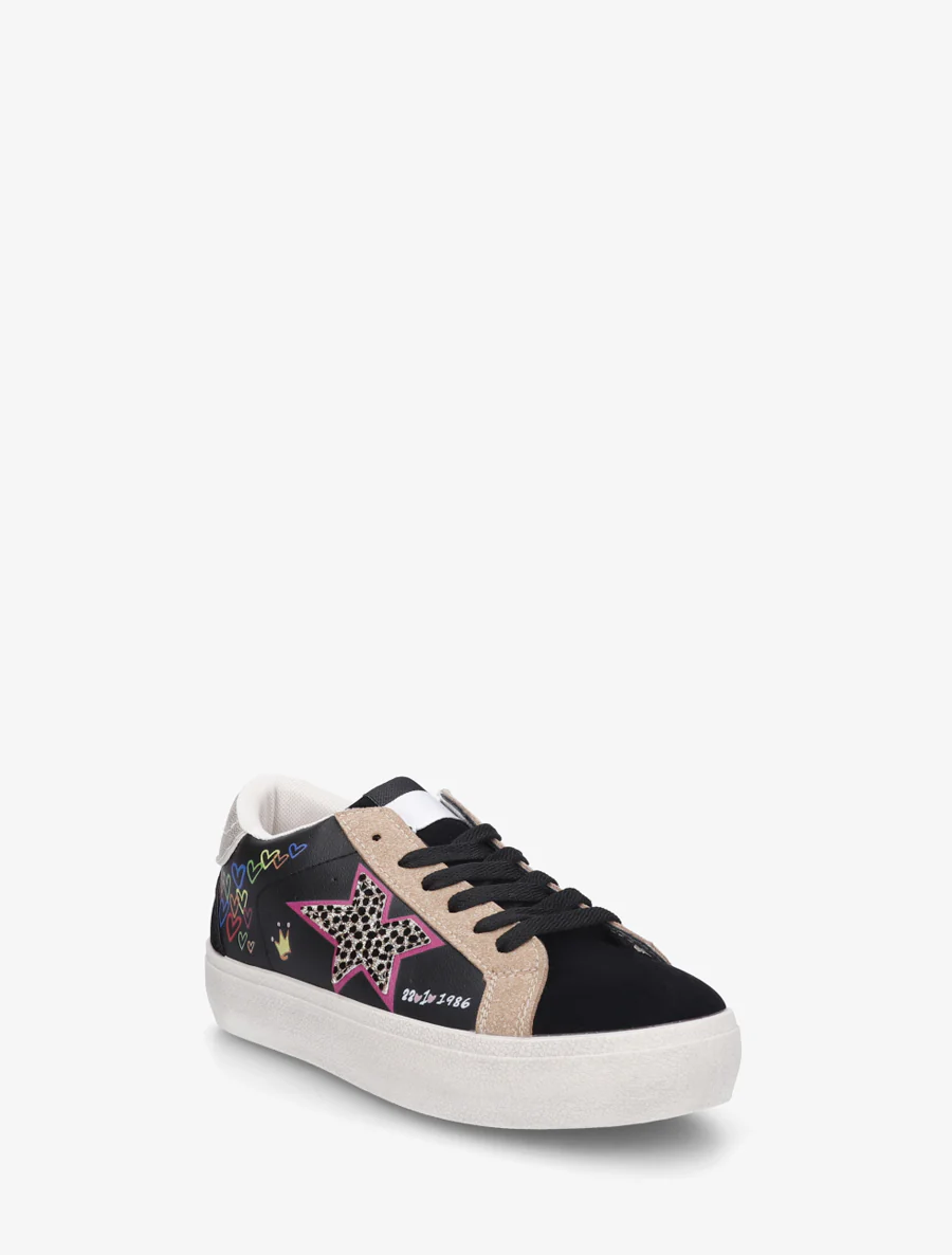Sneakers met vintage-effect zool bedrukt - Zwart - Image 2