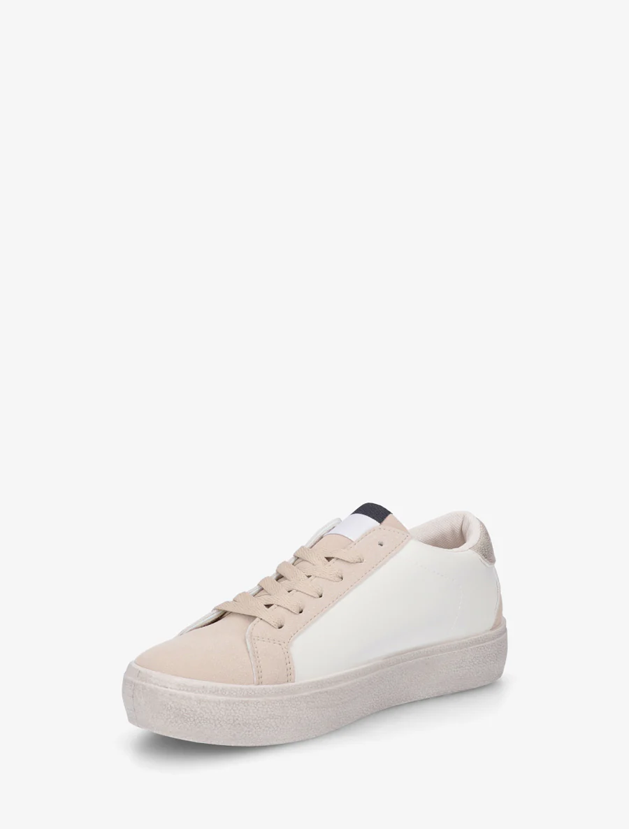 Sneakers met vintage-effect zool bedrukt - Beige - Image 3