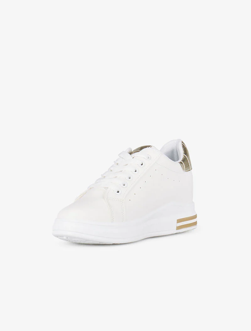 Sneakers met verhoogde zool en krokodillendetails - goud - Image 3