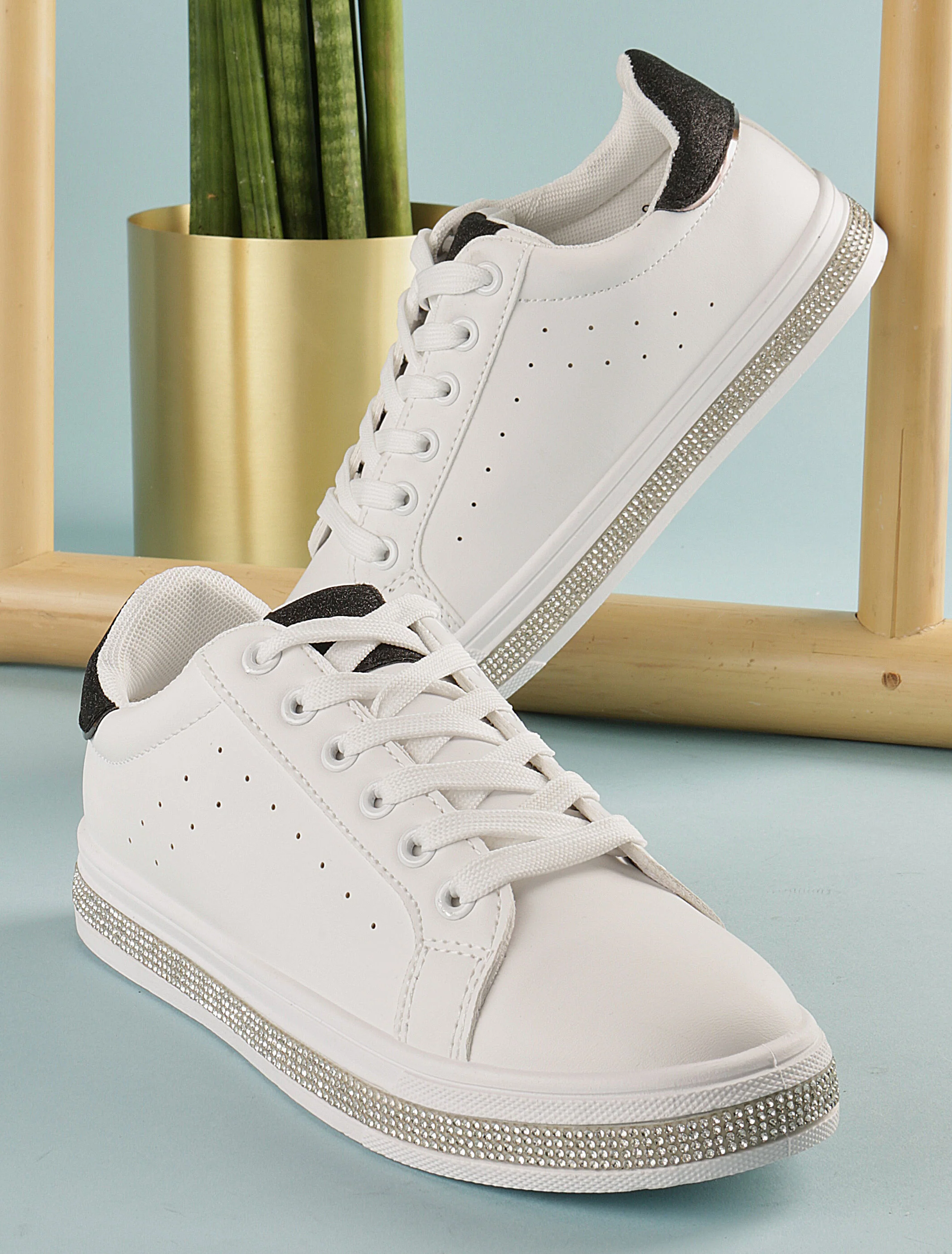 Strass en glitter sneakers - zwart - Image 5