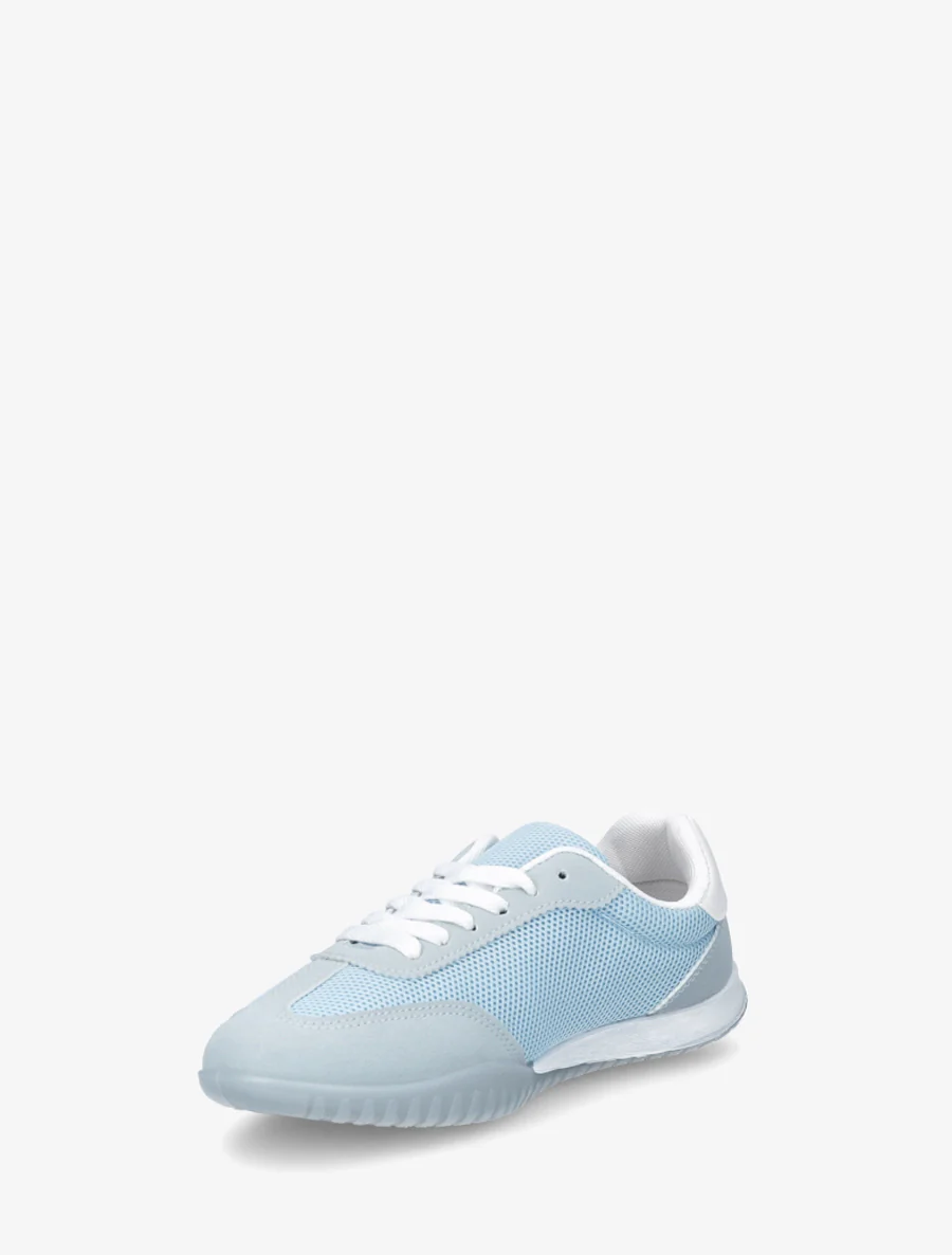 Sneakers van gemengd materiaal met ronde neuzen - Lichtblauw - Image 3