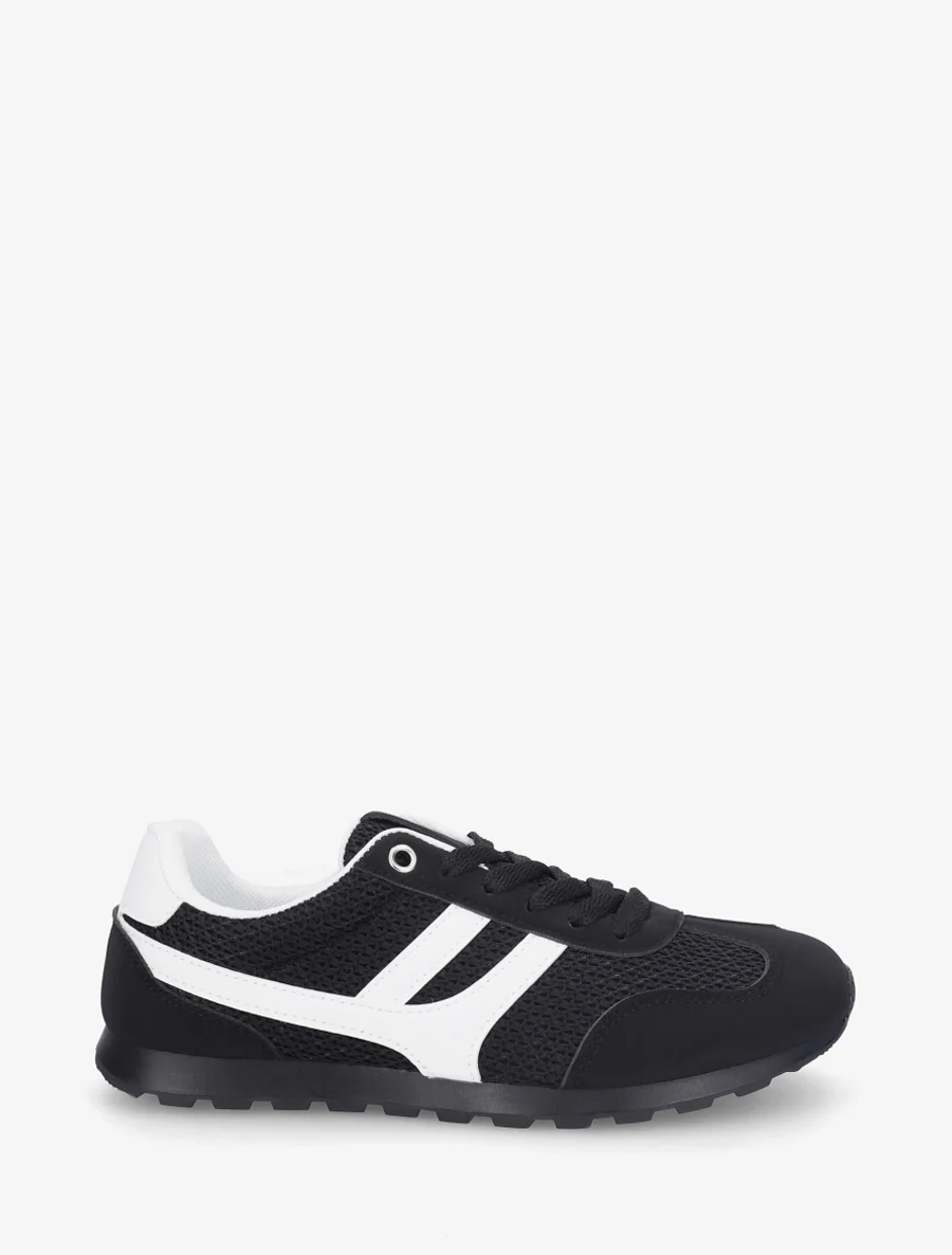 Sneakers van gestructureerde stof en suède. - Zwart