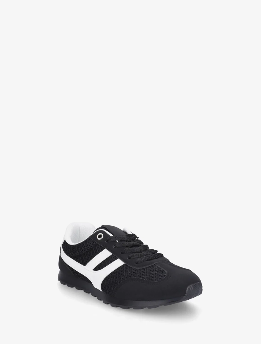 Sneakers van gestructureerde stof en suède. - Zwart - Image 2