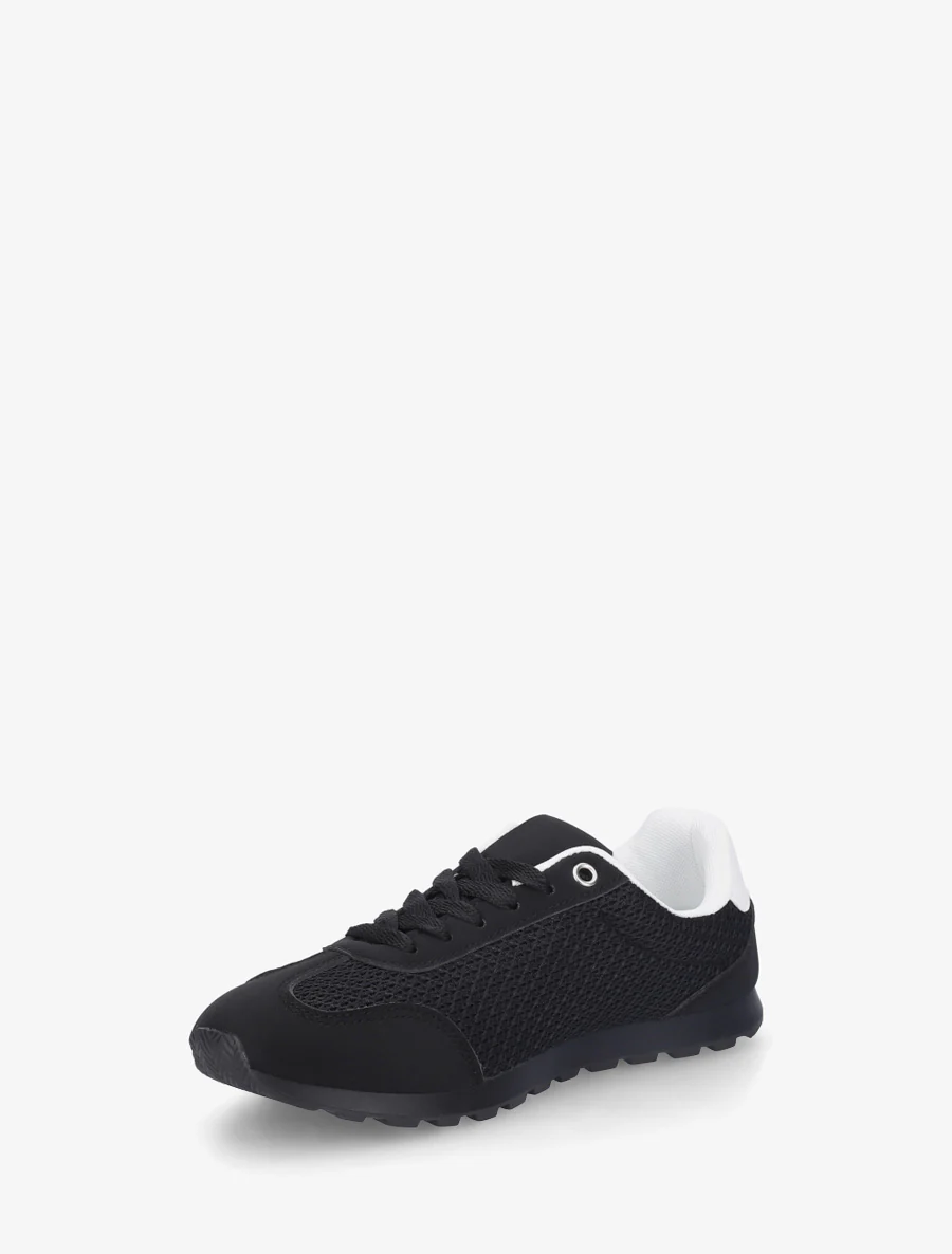 Sneakers van gestructureerde stof en suède. - Zwart - Image 3
