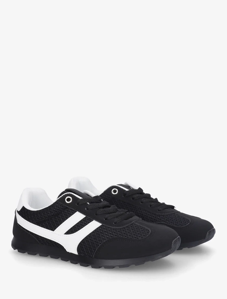 Sneakers van gestructureerde stof en suède. - Zwart - Image 4