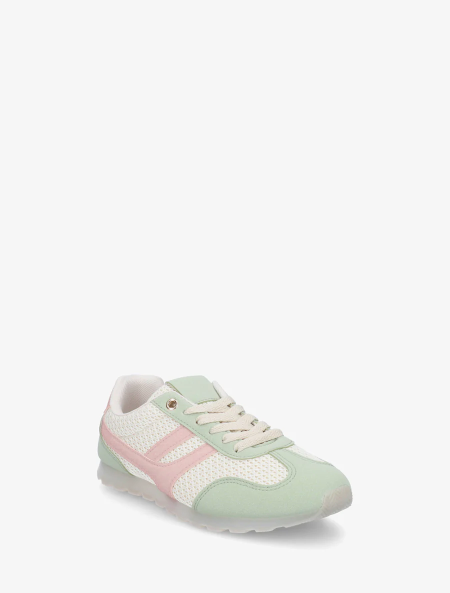 Sneakers van gestructureerde stof en suède. - Amandelgroen - Image 2