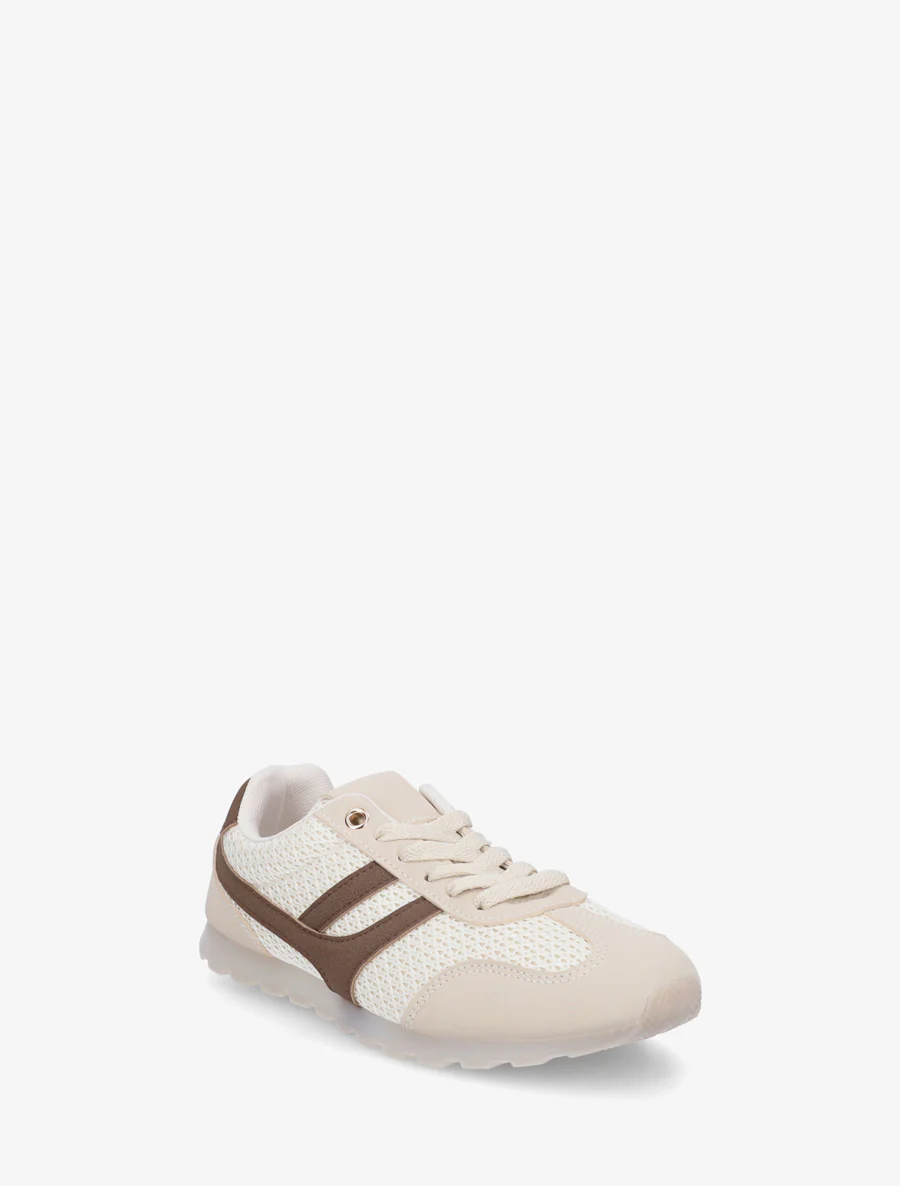Sneakers van gestructureerde stof en suède. - Beige - Image 2