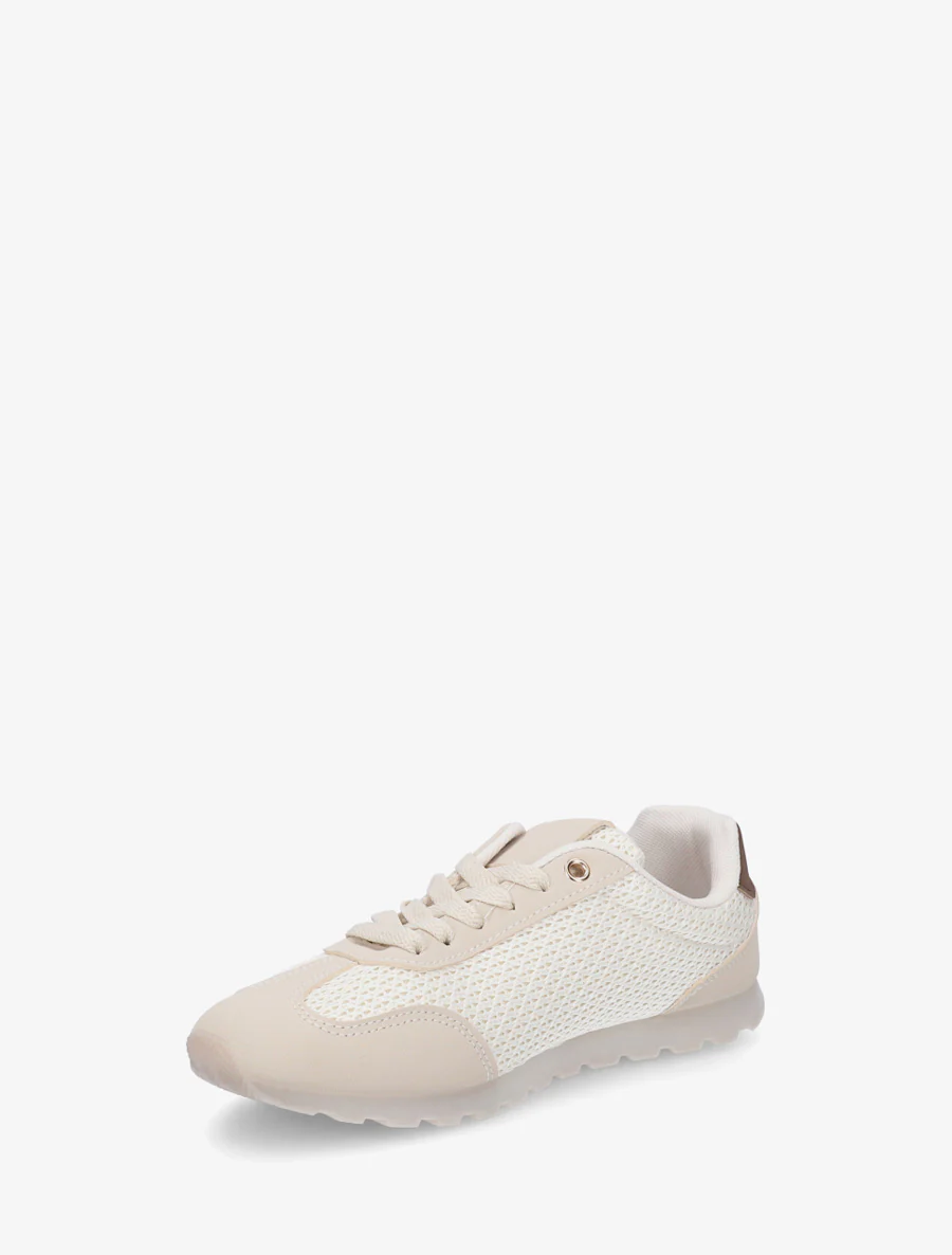 Sneakers van gestructureerde stof en suède. - Beige - Image 3