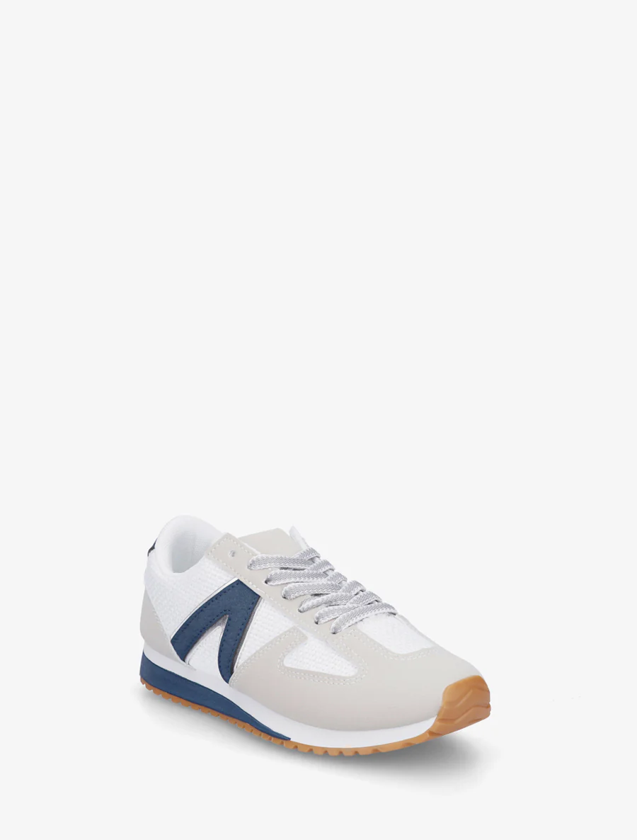 Sneakers van geweven canvas en imitatieleer - Wit - Image 2