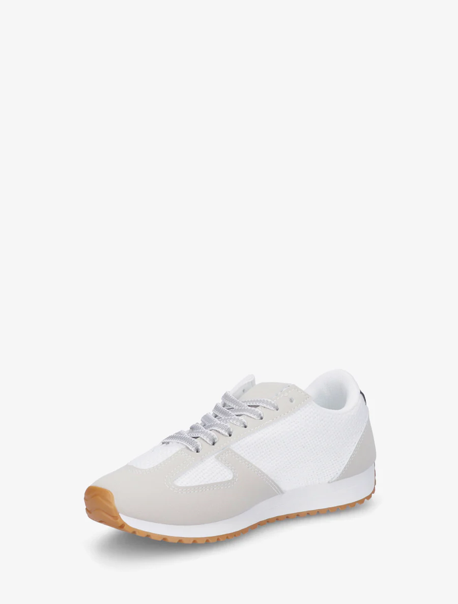 Sneakers van geweven canvas en imitatieleer - Wit - Image 3
