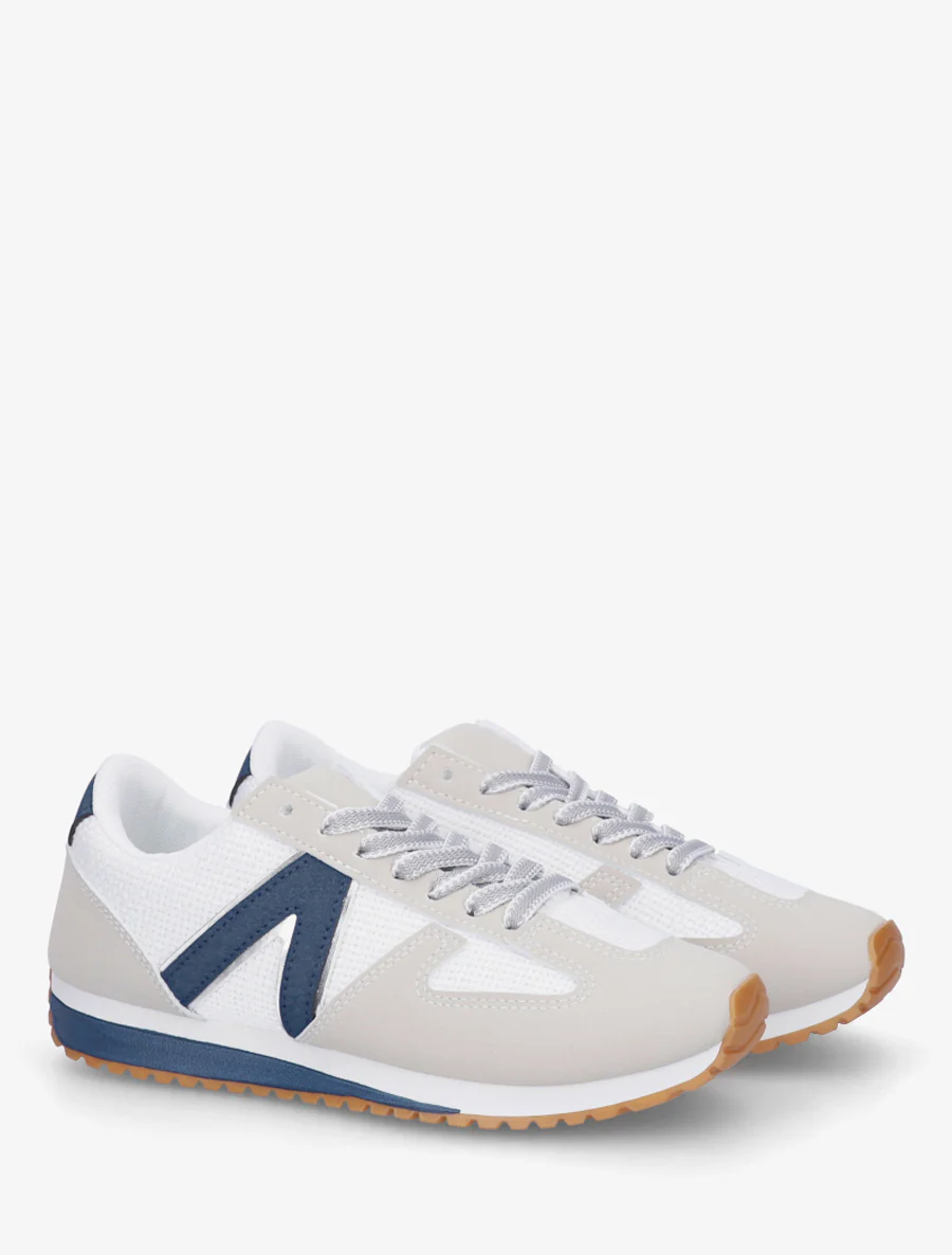 Sneakers van geweven canvas en imitatieleer - Wit - Image 4