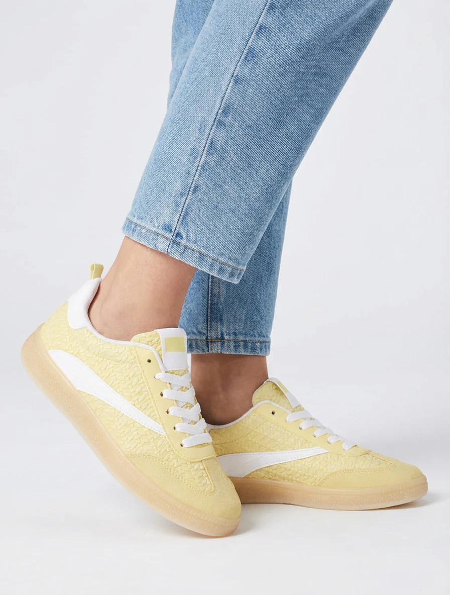 Sneakers van imitatie vlechtwerk - Geel - Image 5