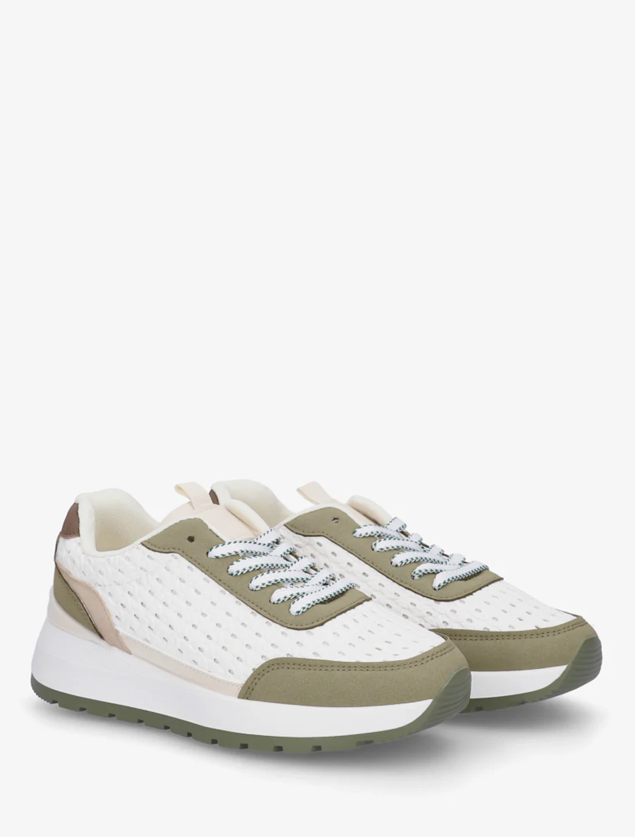 Sneakers van imitatie vlechtwerk - Kaki - Image 4