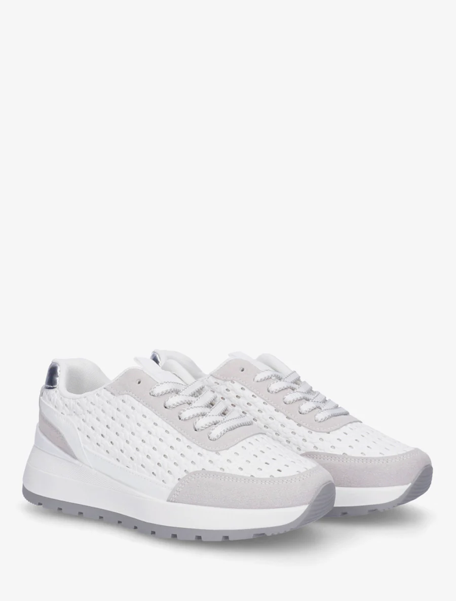 Sneakers van imitatie vlechtwerk - Wit - Image 4