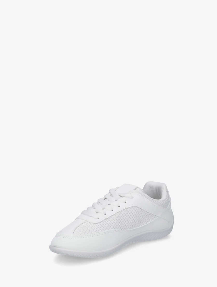 Sneakers van imitatieleer en canvas - Wit - Image 3