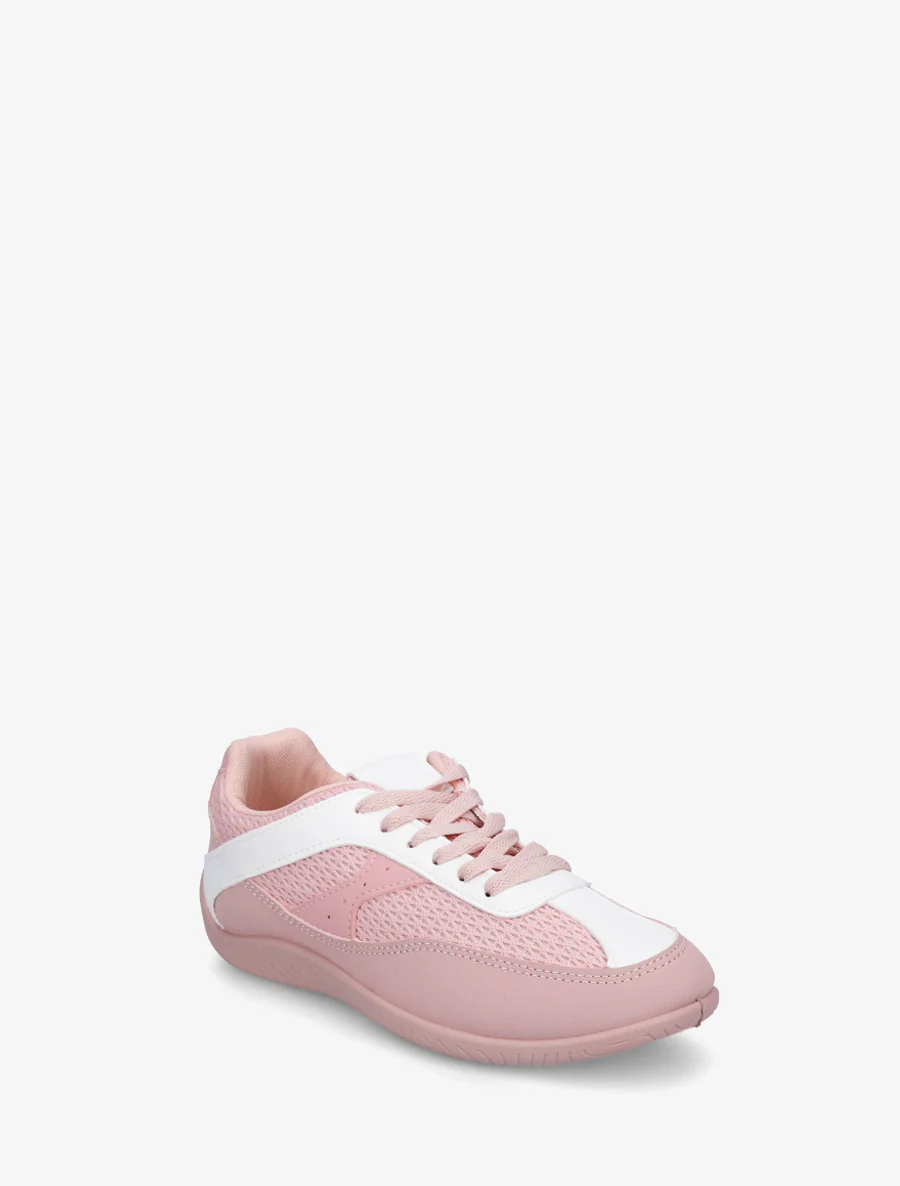 Sneakers van imitatieleer en canvas - Roos - Image 2