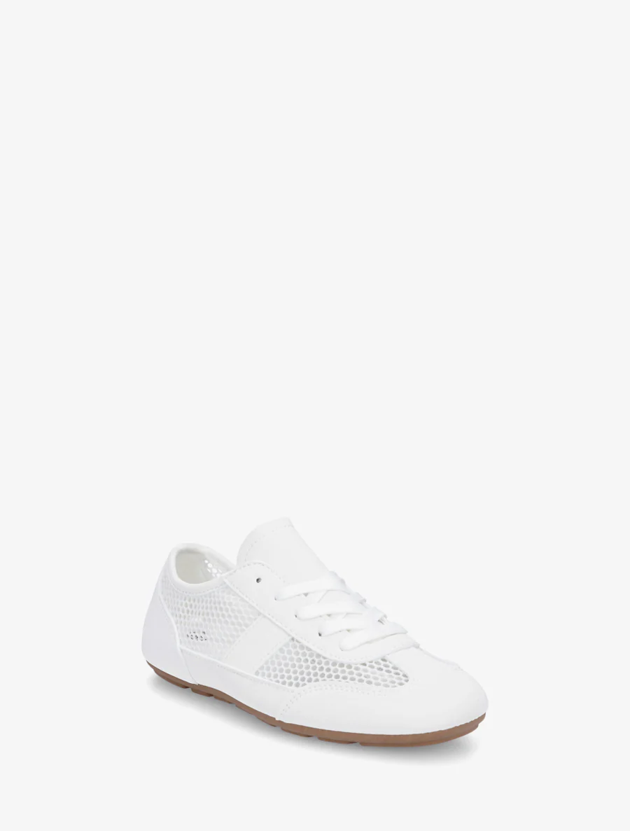 Sneakers van imitatieleer en opengewerkt textiel - Wit - Image 2